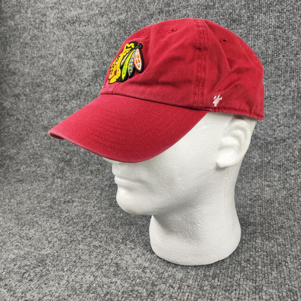 Chicago Blackhawks Hat Cap Strap Back Mens One Size Red NHL Hockey 47 Brand